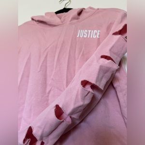 Justice Crop Top Hoodie Cutup sleeves